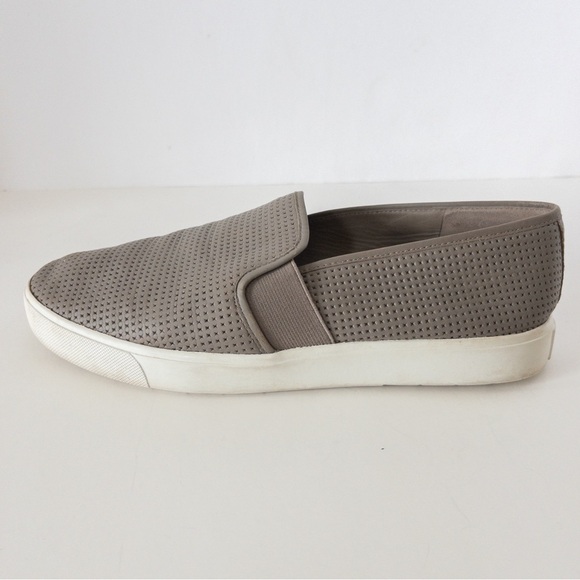 Vince Blair Grey Perforated Low Top Slip On Sneakers - Picture 10 of 14